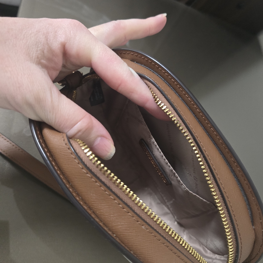 Michael Kors Monogram Cream and Tan Crossbody Bag - Picture 5 of 8